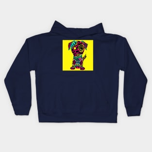 the tribal aztec dog in ecopop pattern Kids Hoodie